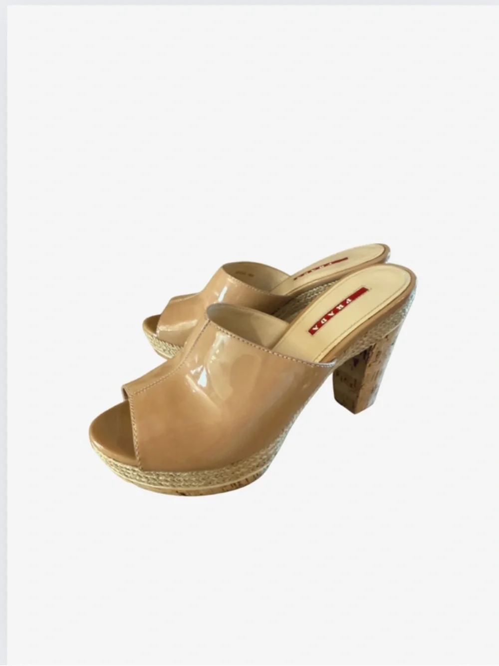 Prada Nude Patent Leather Open-Toe Slide Mules - Picture 2 of 6